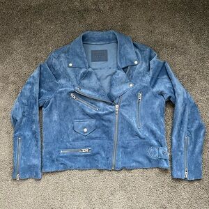 Blank NYC Blue Suede Moto Jacket